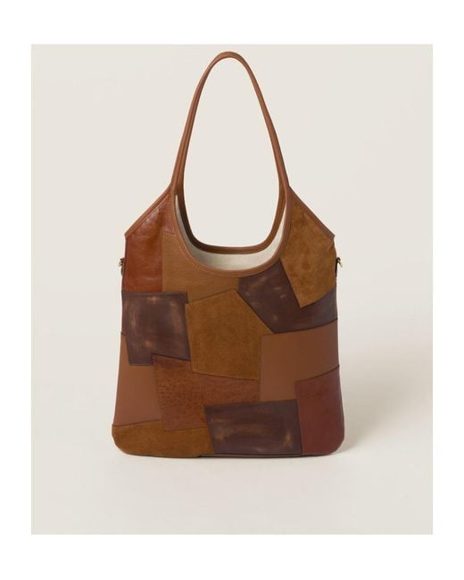 Miu Miu Brown Ivy Leather Patchwork Bag