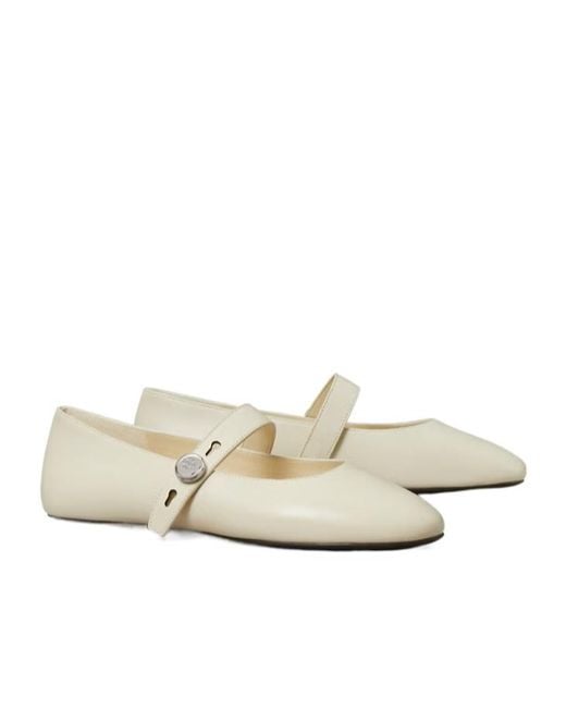 Tory Burch White Romy Mary Jane Ballet Flats