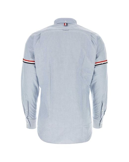 Thom Browne Blue Long-Sleeved Striped Detail Shirt for men