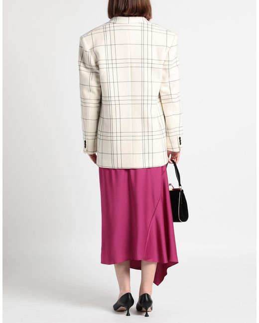 Marni Natural Single-Breasted Plaid Wool Blazer