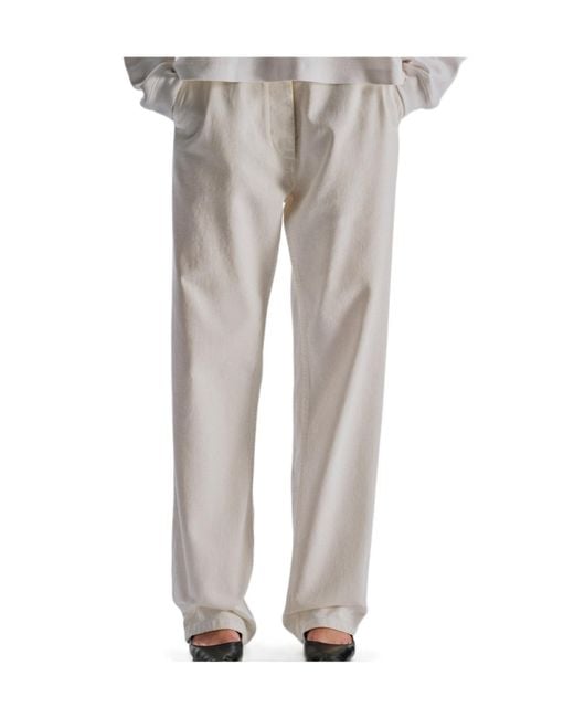 The Row White Casual Pants With Belt Loops