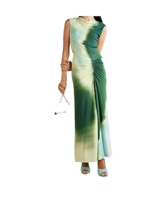 Jonathan Simkhai Green Acacia Tie-Dyed Ruched Stretch-Jersey Midi Dress