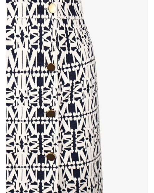Max Mara White All-Over Logo Patterned Skirt