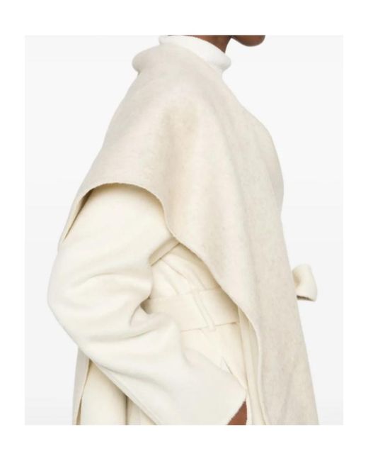 P.A.R.O.S.H. White Scarf Detailed Belted Coat