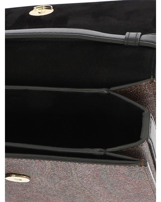 Etro Black Paisley Printed Logo Plaque Crossbody Bag