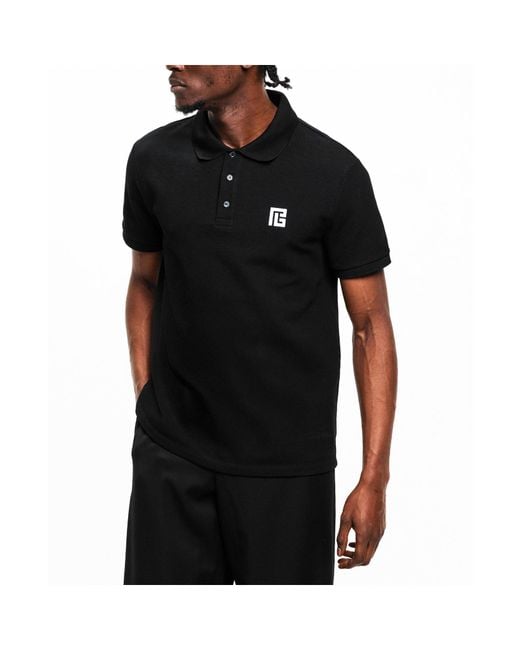Balmain Black Classic Solid Color Polo Short Sleeve for men