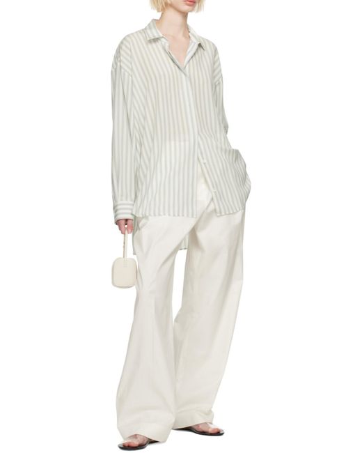 The Row White Bufus Logo Casual Pants