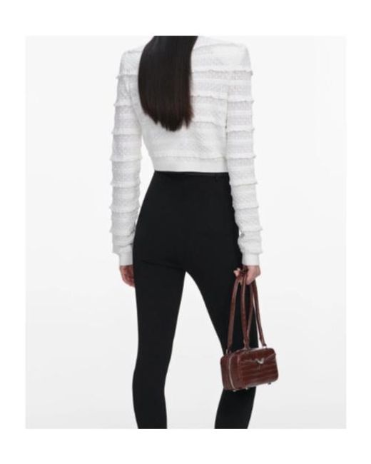 Self-Portrait White Pointelle Diamante Cardigan