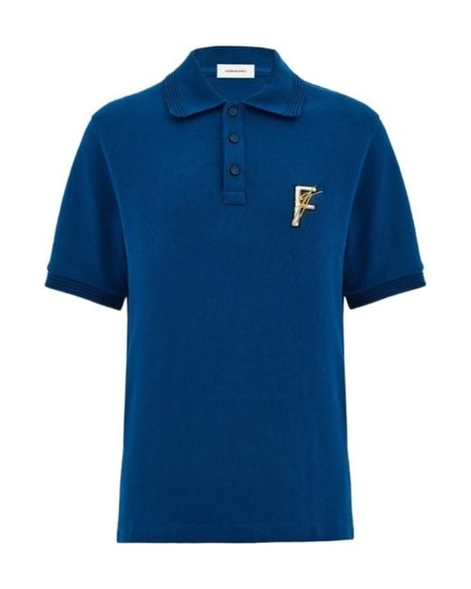 Ferragamo Blue Short-Sleeved Polo Shirt for men