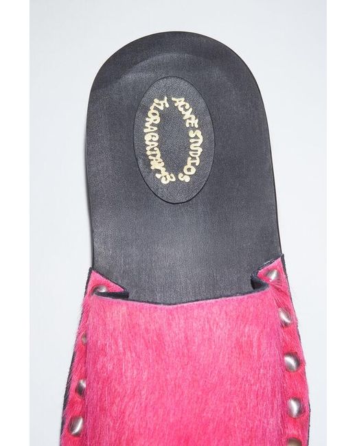 Acne Pink Brushed-Effect Leather Mules