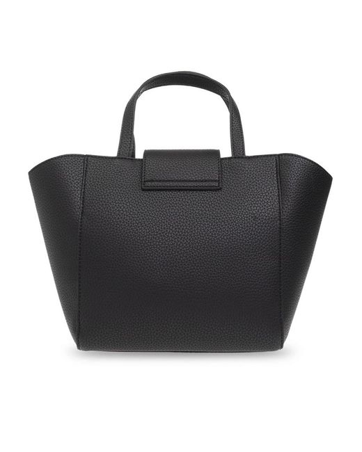 Versace Jeans Black Logo-Plaque Tote Bag