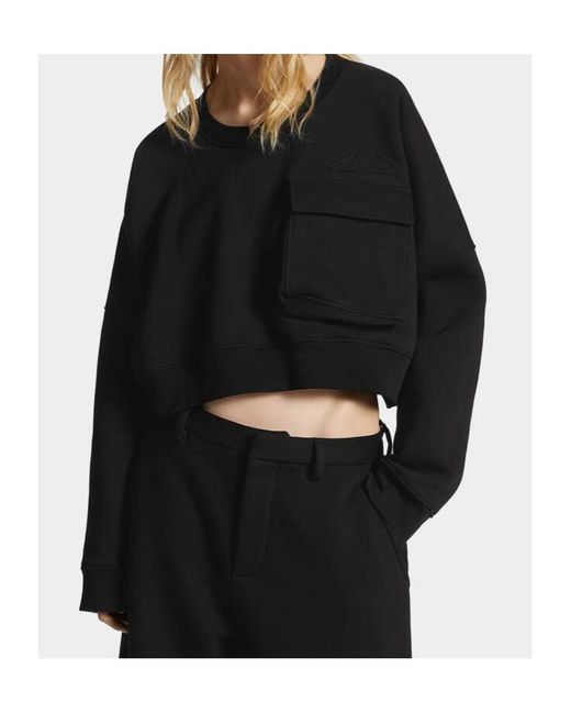 DSquared² Black Icon New Generation Onion Cropped Fit Crewneck Sweatshirt
