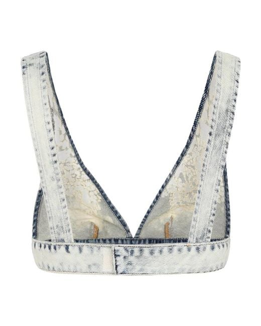 DIESEL White De Janys Fsc Denim Cropped Top