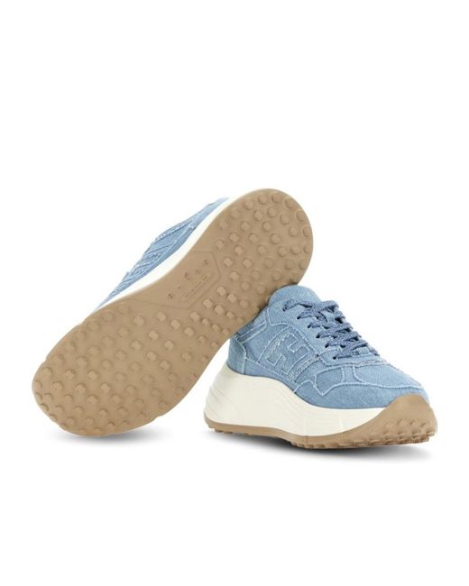 Hogan Blue Logo Embossed Chunky Sneakers