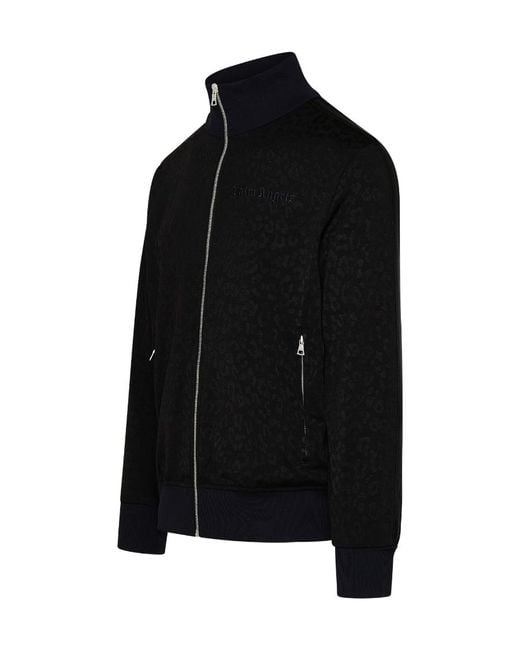 Palm Angels Black Logo Embroidered Zipped Track Jacket for men