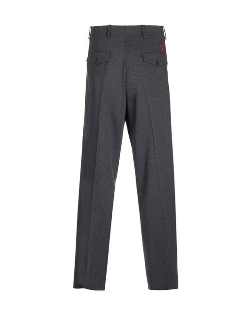 Raf Simons Gray Striped Wool-Blend Pants for men