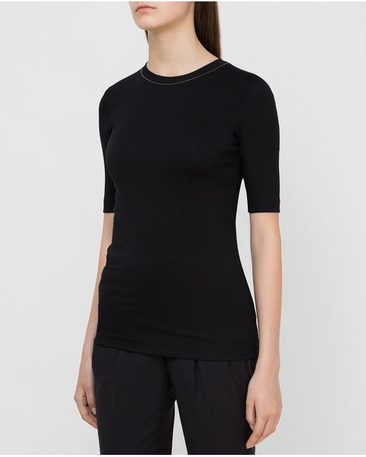 Brunello Cucinelli Black Embellished Short-Sleeved T-Shirt