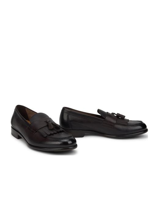 Doucal's Black Triumph Tassel Loafers for men