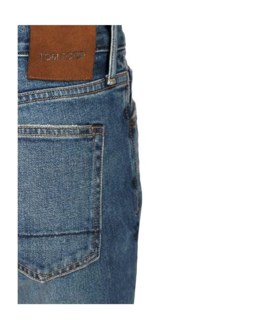 Tom Ford Blue Japanese Stonewashed Comfort Denim Flare Jeans