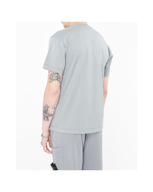 Stone Island Gray Compass Patch Crewneck T-Shirt for men