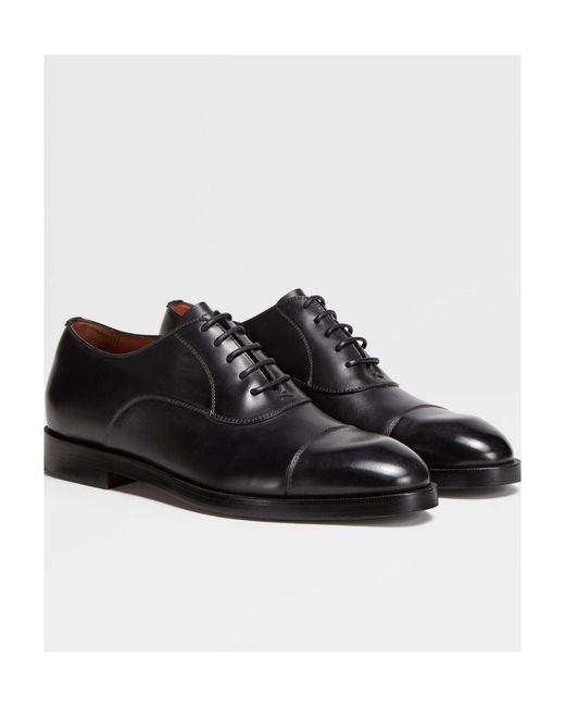 Zegna Black Torino Oxford Shoes for men