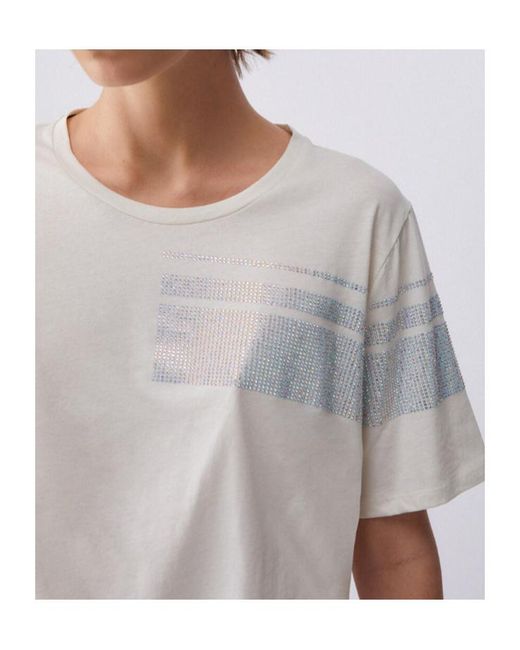 Liu Jo White T-Shirt With Rhinestones