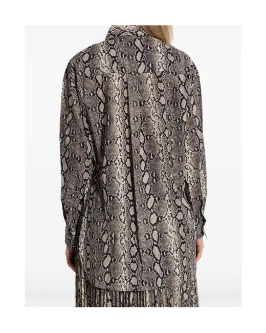 MICHAEL Michael Kors Gray Long Sleeve Oversized Snake Shirt