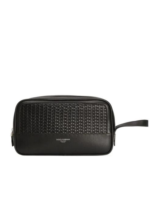 Dolce & Gabbana Black Woven Beauty Case for men