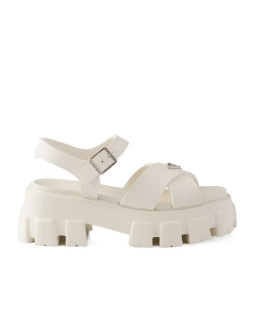Prada White Monolith Rubber Sandals