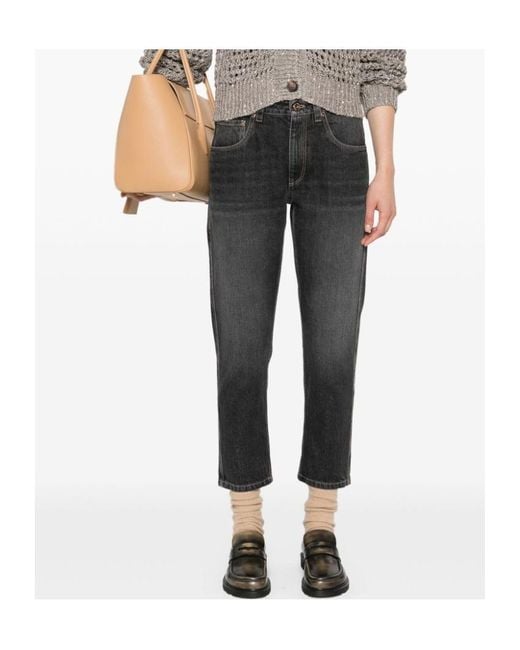 Brunello Cucinelli Black Straight-Leg Jeans