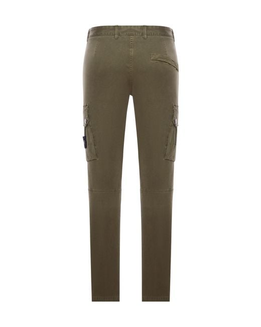 Stone Island Green Logo Patch Cargo Trousers for men