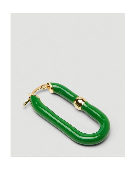 Bottega Veneta Green Enamel Hoop Earrings