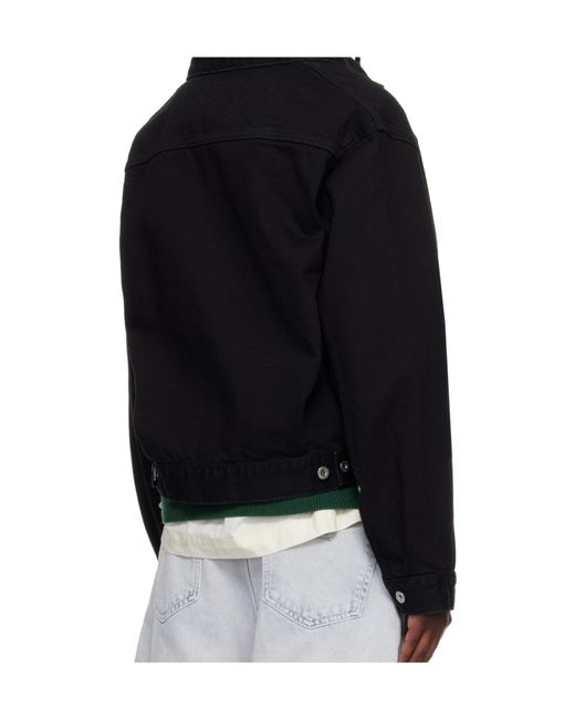Carhartt Black Belmar Logo-Patch Denim Jacket