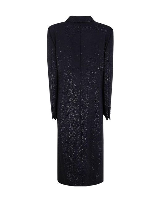 Tom Ford Blue Sequin Embellished Double-Breasted Coat