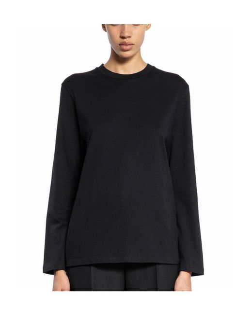 Jil Sander Black Logo Printed Long-Sleeved T-Shirt