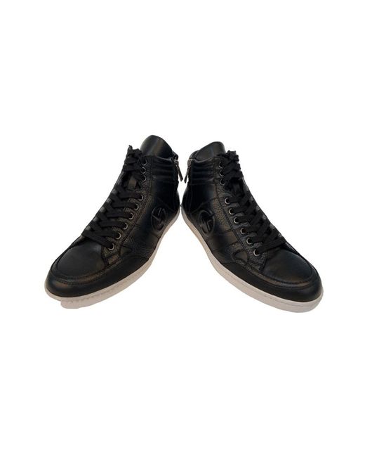 Giorgio Armani Black Lace-Up Casual Sneakers for men
