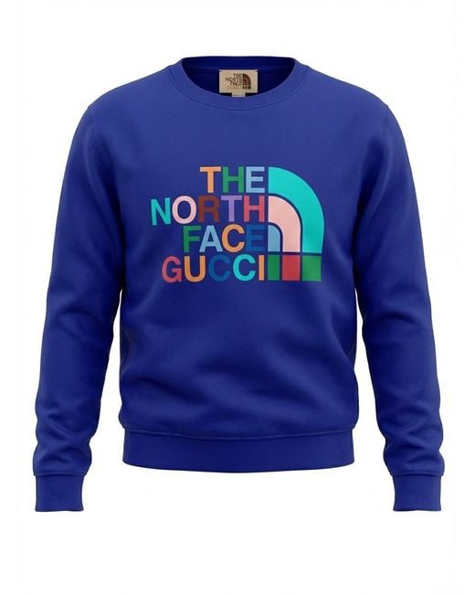Gucci Blue Long-Sleeved The North Face X Joint Name Sweater for men