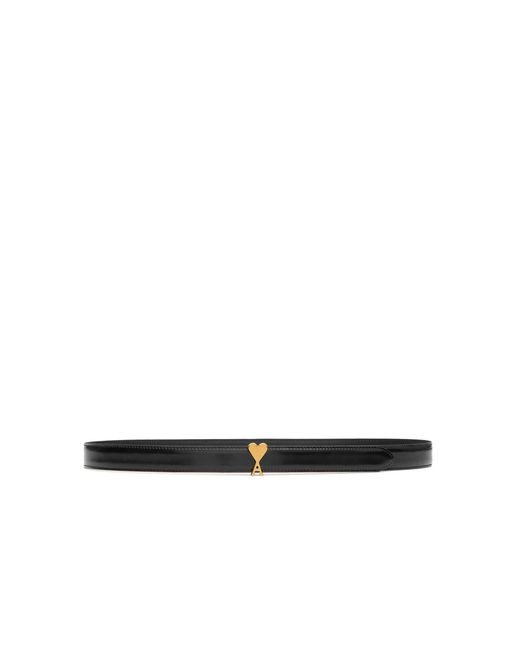 AMI White Ami De Coeur Logo Plaque Buckle Belt