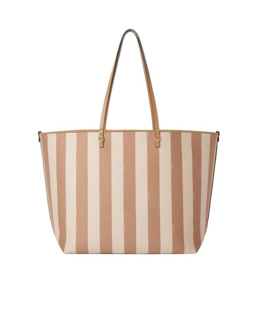 Fendi Natural Roll Striped Large Tote Bag