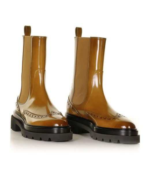 Santoni Brown Round Toe Ankle Boots