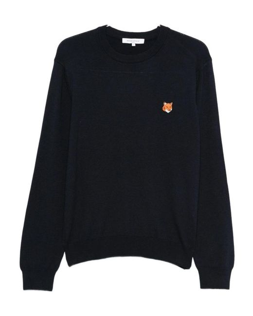 Maison Kitsuné Black Crew Neck Sweater for men