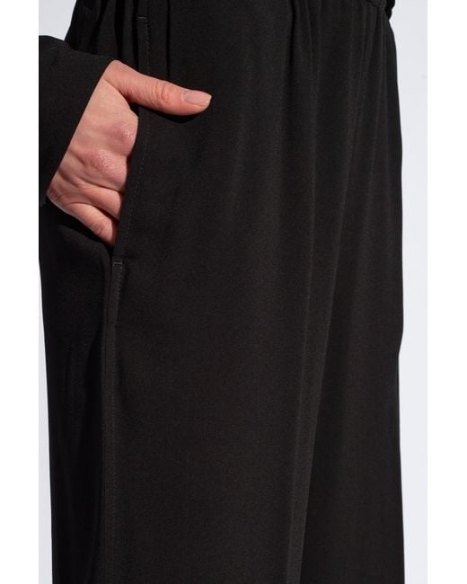 Fabiana Filippi Black Elasticated Waistband Straight Crepe Trousers