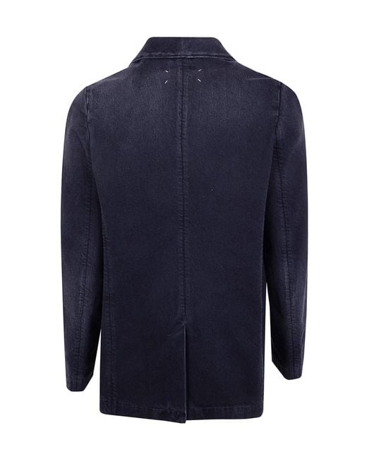 Maison Margiela Blue Shawl-Lapel Denim Blazer for men