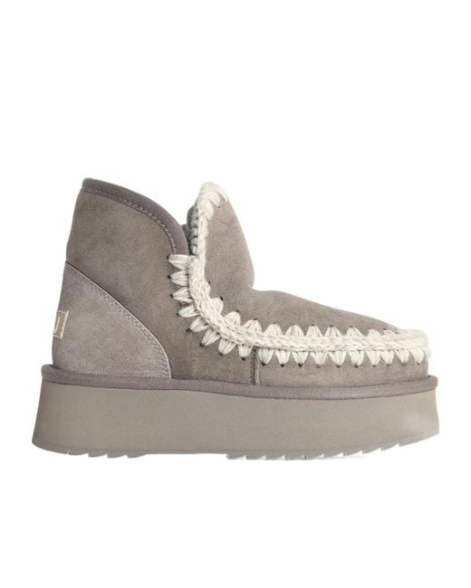 Mou Gray 50Mm Platform Braided Boots
