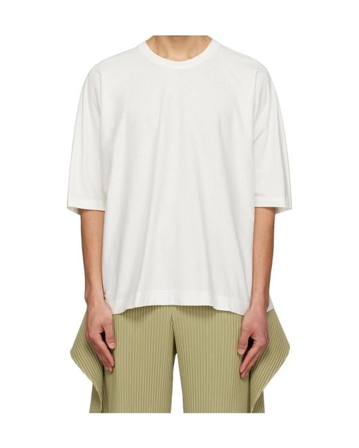 Homme Plissé Issey Miyake White Basic T-Shirt for men