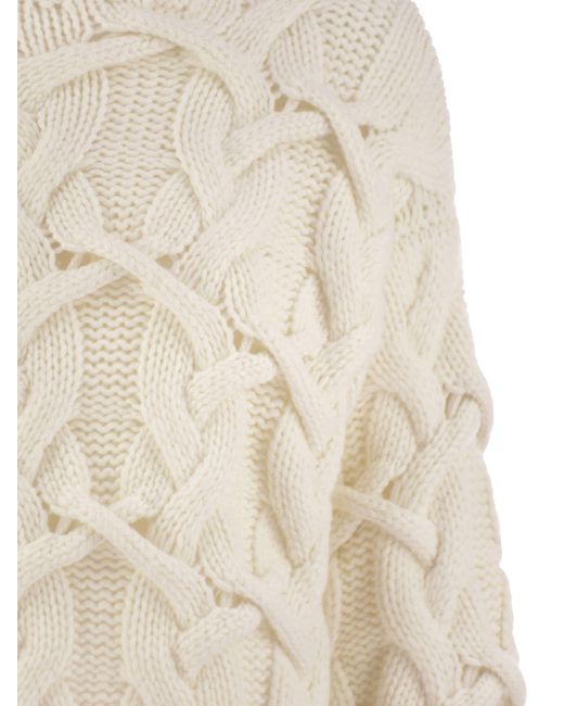 Brunello Cucinelli White High-Neck Cashmere Sweater