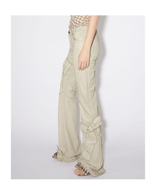 Acne Natural Bow-Detail Flared Trousers