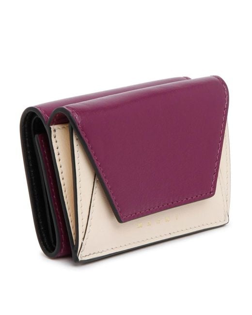 Marni Purple And Leather Tri-Fold Wallet