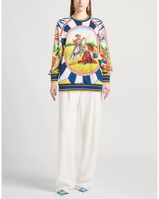 Dolce & Gabbana Blue Fleece Long Sleeve Crew Neck Sweatshirt