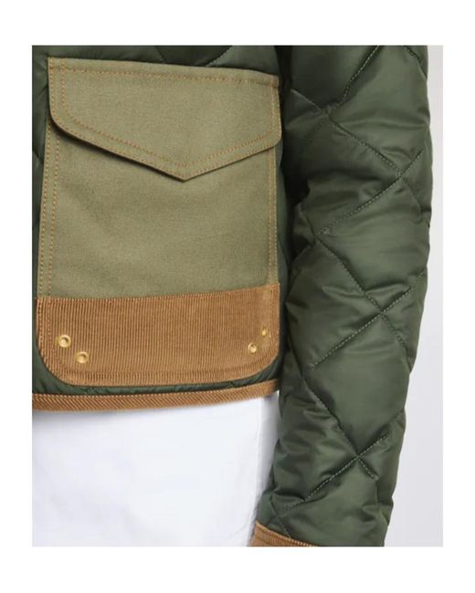 Fay Green Quilted Shearling-Collar Jacket